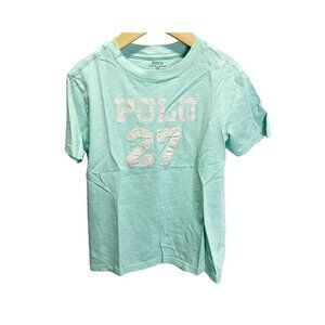 Polo Ralph Lauren Boy's Mint Green Graphic T-Shirt POLO 27 Boy's 7 Cotton